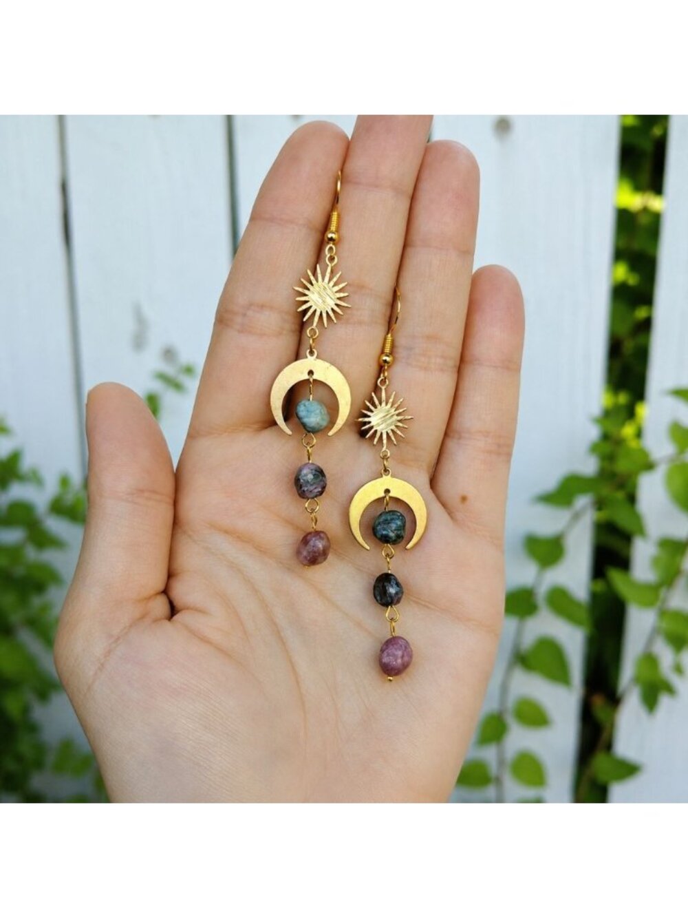 Moonchild Colorful Tourmaline Gemstone Dangle Earrings Dainty Lightweight
